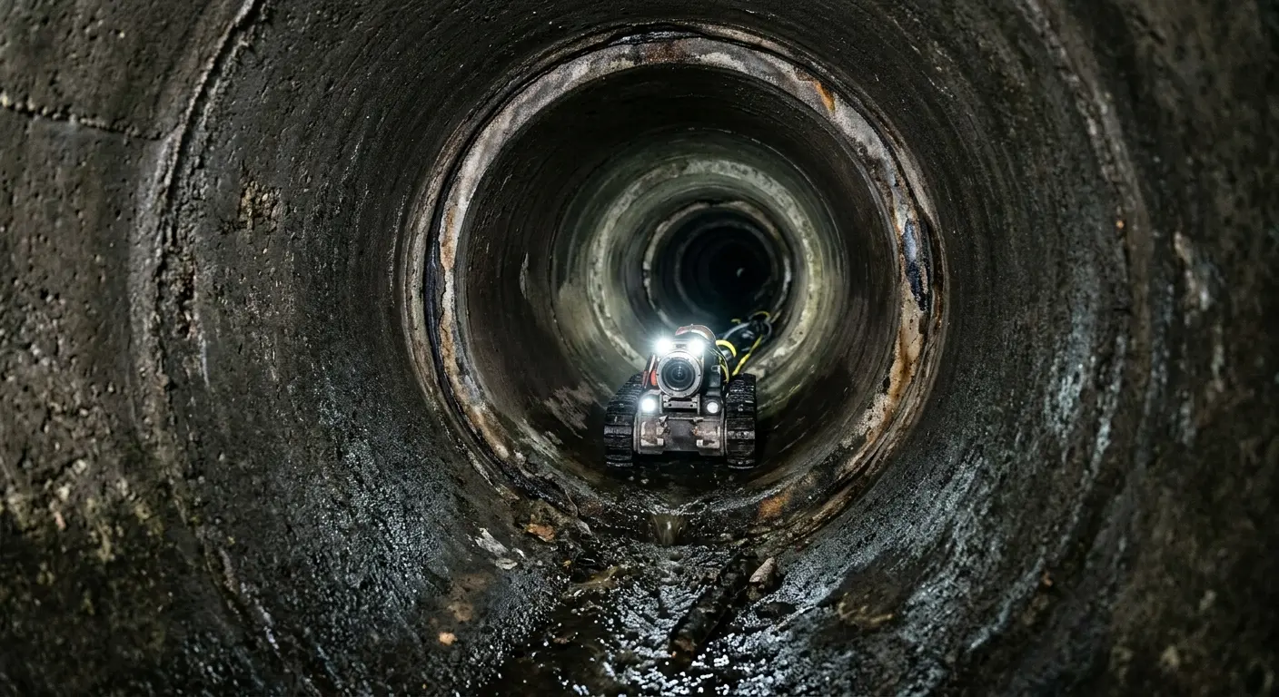Robotic sewer camera inspecting pipe interior for Sewer Line Repair in Sparta
